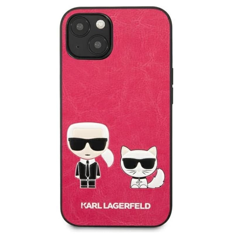 Karl Lagerfeld PU Leather Karl & Choupette Embossed - Case for iPhone 13 Mini (Fuchsia) - 3