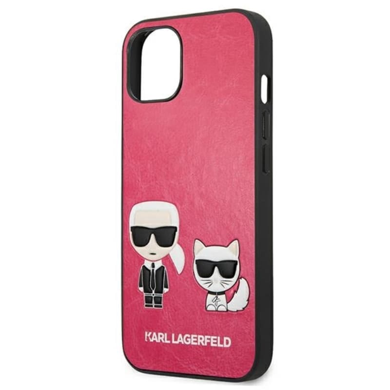 Karl Lagerfeld PU Leather Karl & Choupette Embossed - Case for iPhone 13 Mini (Fuchsia) - 6