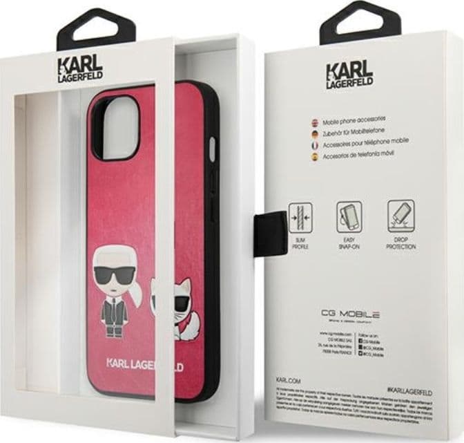 Karl Lagerfeld PU Leather Karl & Choupette Embossed - Case for iPhone 13 Mini (Fuchsia) - 8