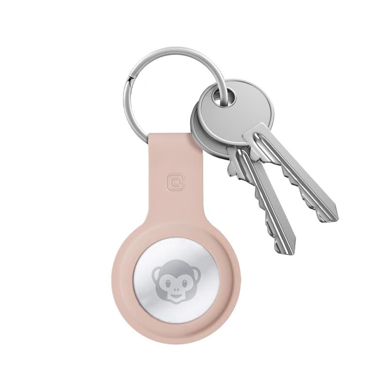 Custodia in silicone Crong con portachiavi – Custodia protettiva portachiavi per Apple AirTag 1/2 (rosa sabbia) - 11