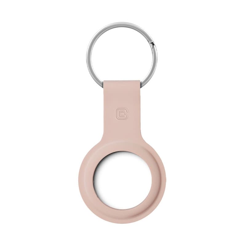 Custodia in silicone Crong con portachiavi – Custodia protettiva portachiavi per Apple AirTag 1/2 (rosa sabbia) - 3