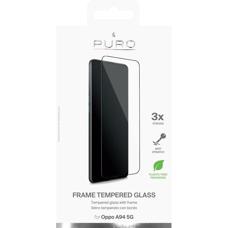 PURO Frame Tempered Glass - Oppo A94 5G Tempered Glass Protective Glass (Black Frame) - 3