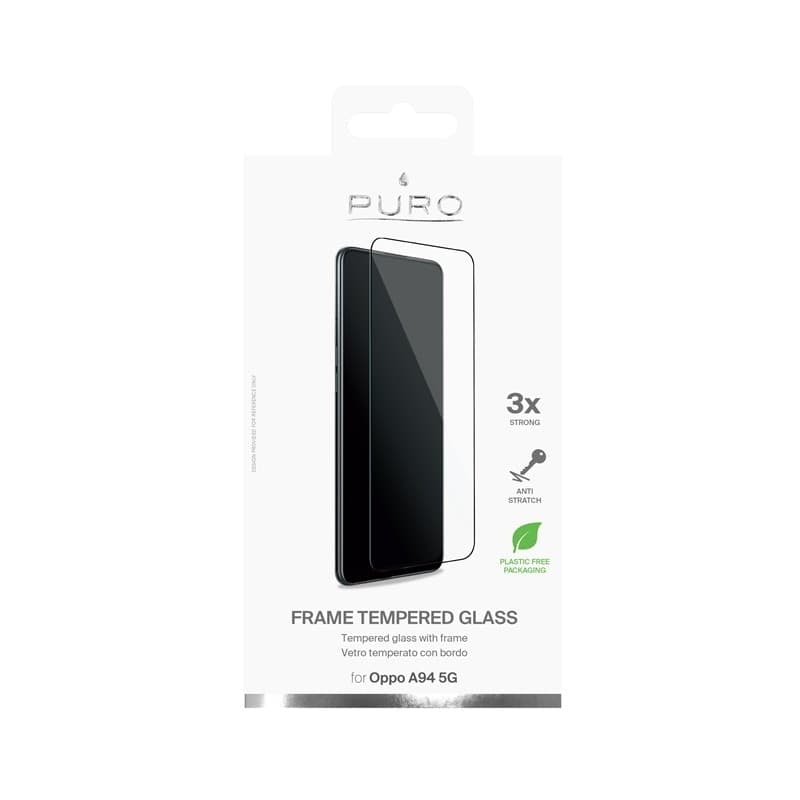 PURO Frame Tempered Glass - Oppo A94 5G Tempered Glass Protective Glass (Black Frame) - 5