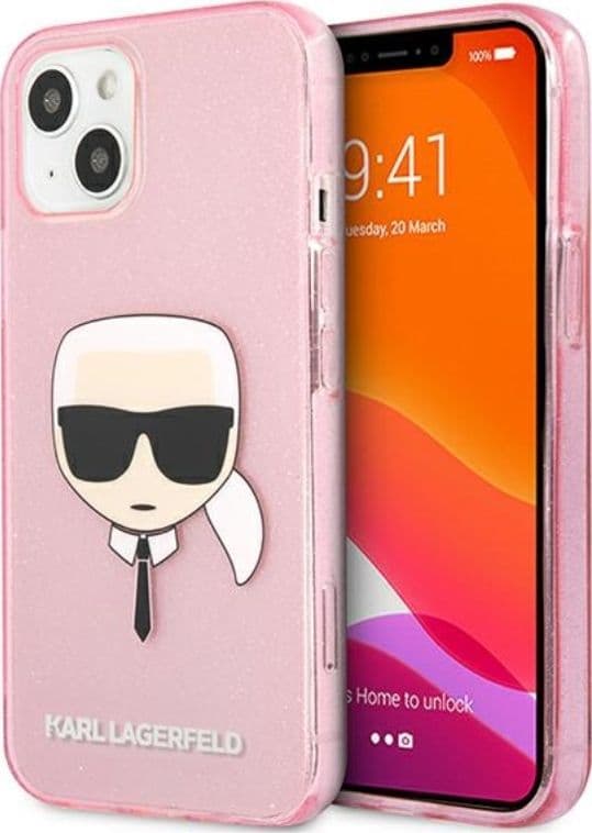 Karl Lagerfeld Karl’s Head Glitter - Case for iPhone 13 Mini (Pink)