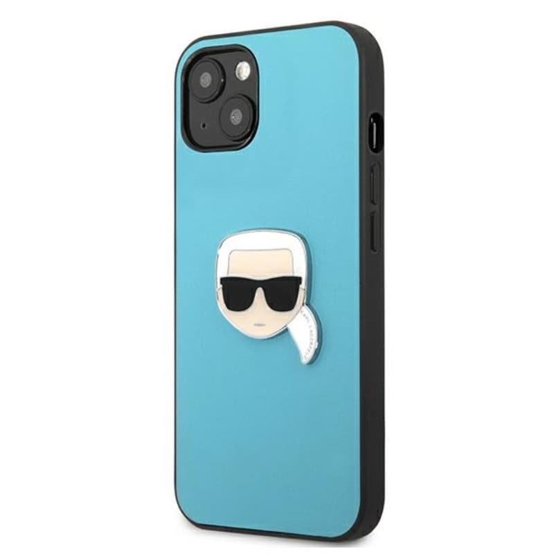 Karl Lagerfeld PU Leather Karl's Head Metal - Case for iPhone 13 mini (Blue) - 2