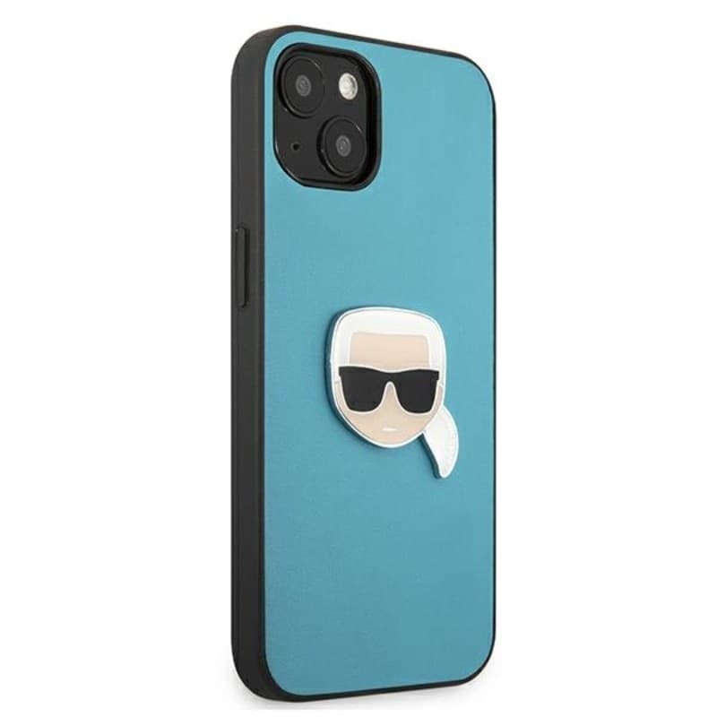 Karl Lagerfeld PU Leather Karl's Head Metal - Case for iPhone 13 mini (Blue) - 12