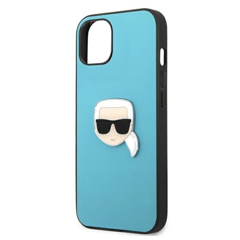 Karl Lagerfeld PU Leather Karl's Head Metal - Case for iPhone 13 mini (Blue) - 14