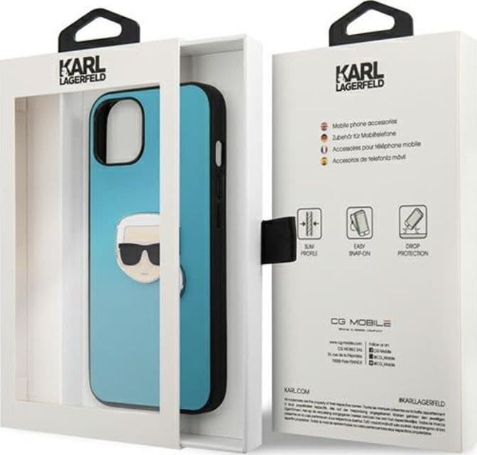 Karl Lagerfeld PU Leather Karl's Head Metal - Case for iPhone 13 mini (Blue) - 8