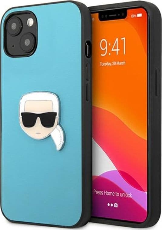 Karl Lagerfeld PU Leather Karl's Head Metal - Case for iPhone 13 mini (Blue) - 9