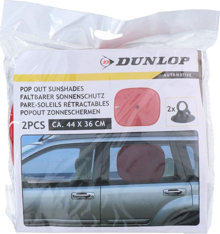 Dunlop - Sun visor for car side windows 36x44 cm 2 pcs (red) - 2