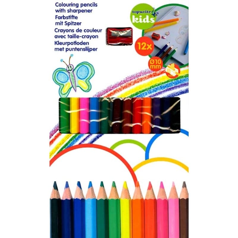 Topwrite - 12pcs pencil crayons set. with a sharpener - 2