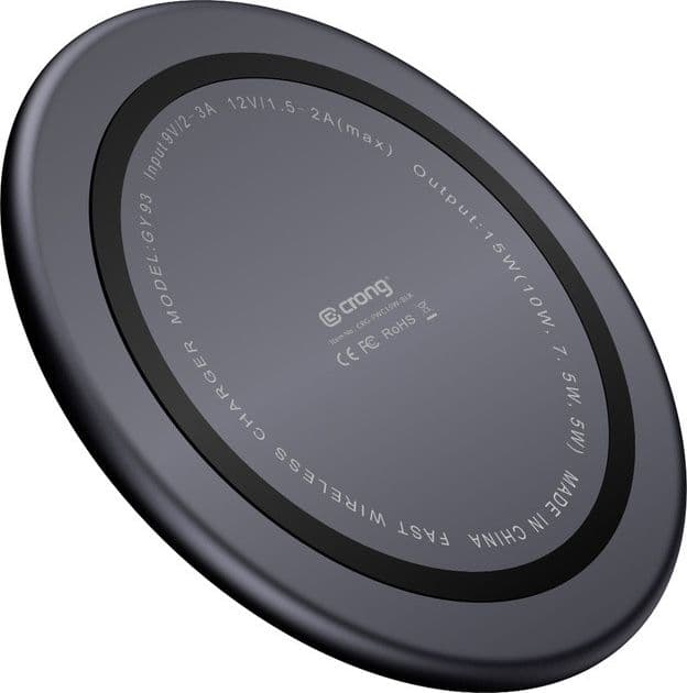 Caricabatterie wireless rapido Crong PowerSpot – Caricabatterie wireless Qi USB-C in alluminio da 15 W con rivestimento in vetro - 5