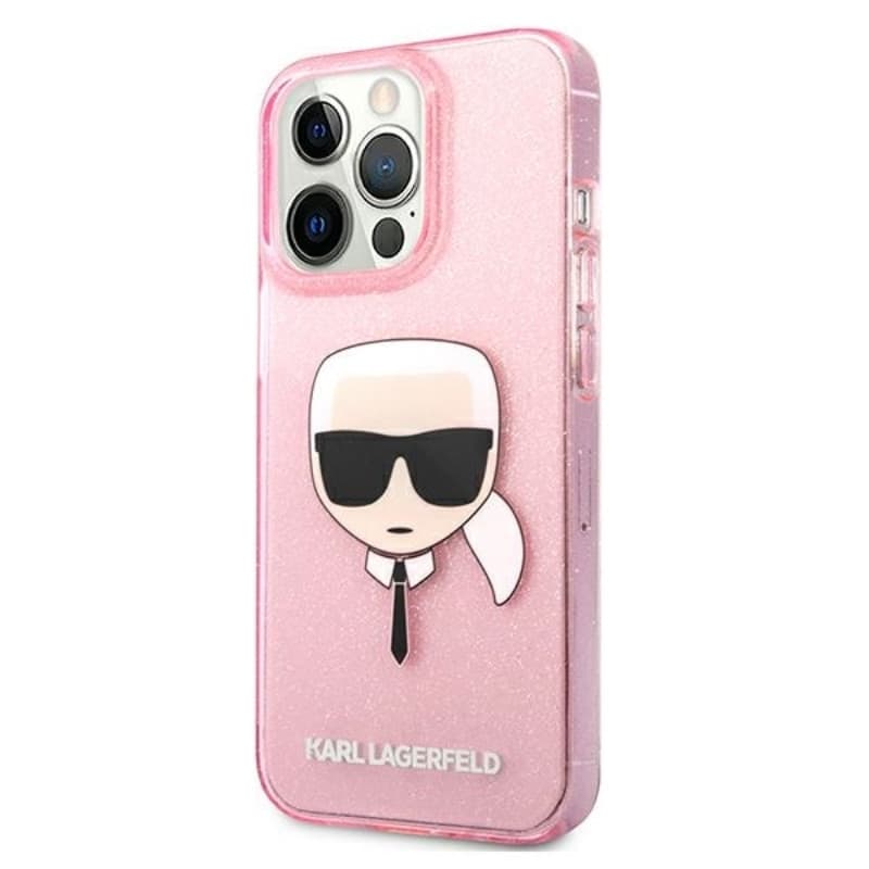 Karl Lagerfeld Karl’s Head Glitter - Case for iPhone 13 Pro Max (Pink) - 2