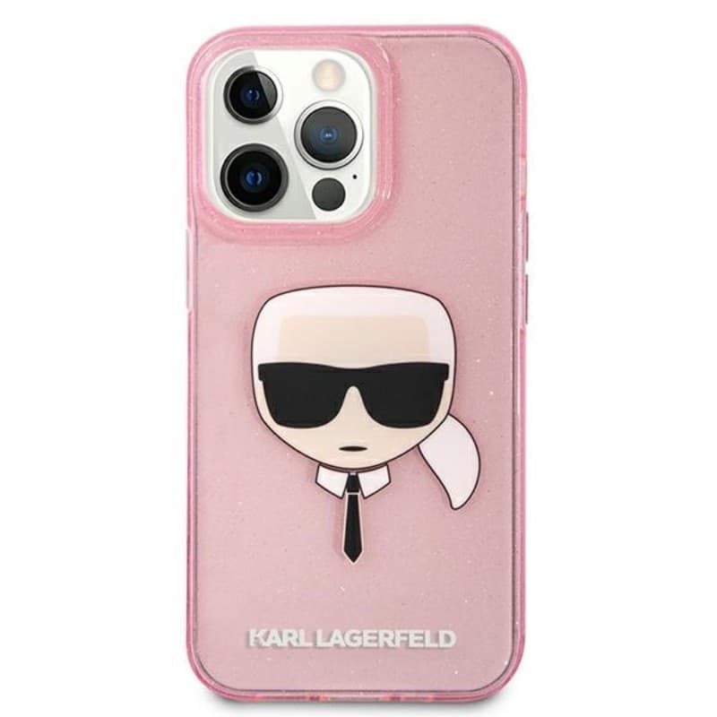 Karl Lagerfeld Karl’s Head Glitter - Case for iPhone 13 Pro Max (Pink) - 11