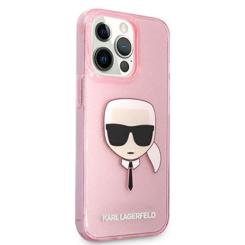 Karl Lagerfeld Karl’s Head Glitter - Case for iPhone 13 Pro Max (Pink) - 12