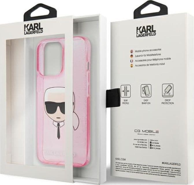 Karl Lagerfeld Karl’s Head Glitter - Case for iPhone 13 Pro Max (Pink) - 16