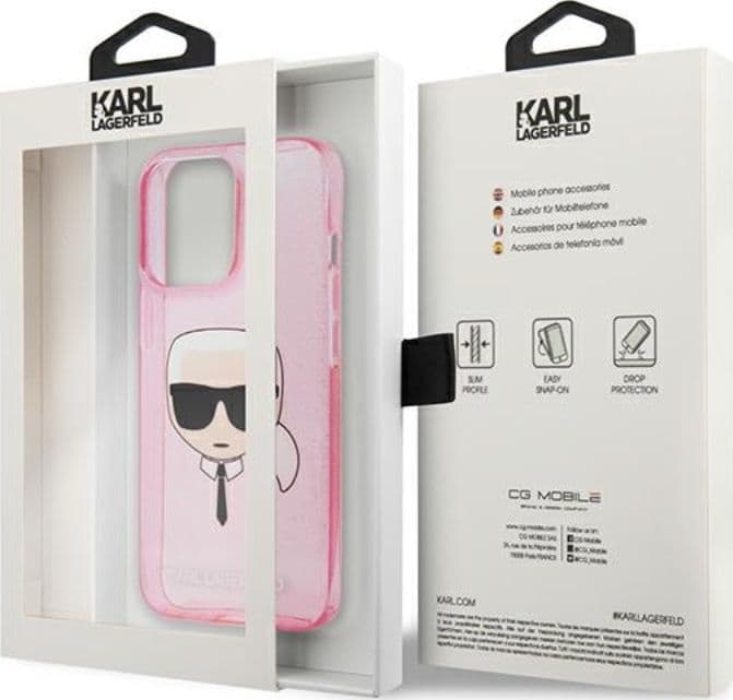 Karl Lagerfeld Karl’s Head Glitter - Case for iPhone 13 Pro Max (Pink) - 8