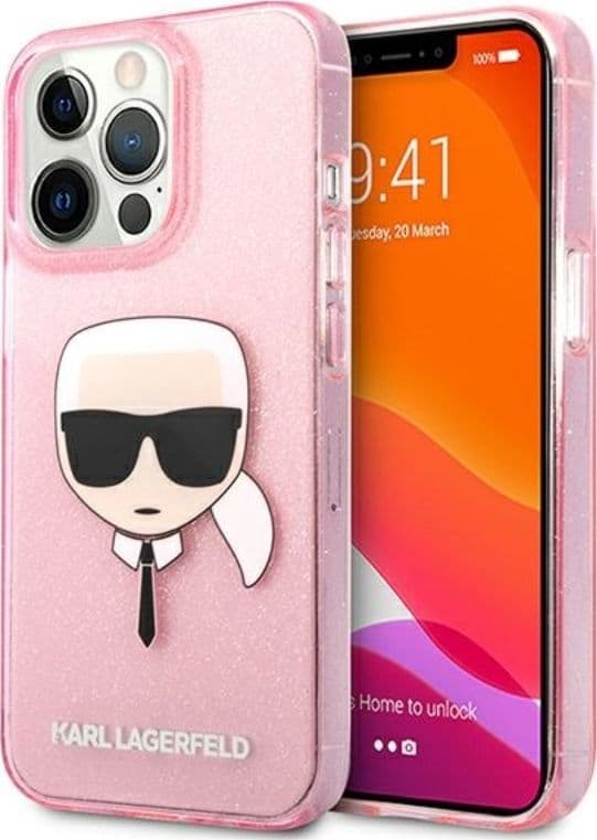 Karl Lagerfeld Karl’s Head Glitter - Case for iPhone 13 Pro Max (Pink) - 9