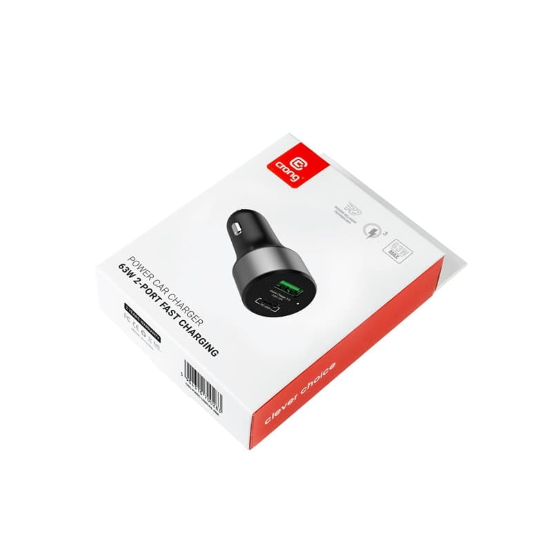Caricabatterie per auto Crong Power 63W – Caricabatterie per auto USB-C PD 45W + USB QC 3.0 18W (nero) - 4