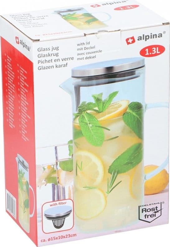 Alpina - A jug with a lid made of borosilicate glass, 1.3l - 8