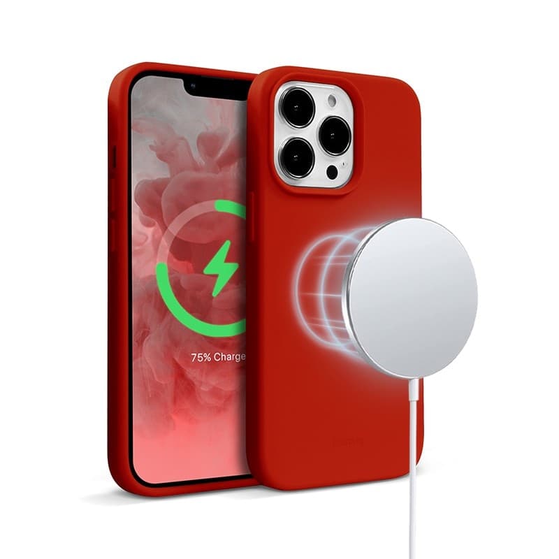 Crong Color Cover Magnetic - Custodia MagSafe per iPhone 13 Pro Max (Rosso) - 6