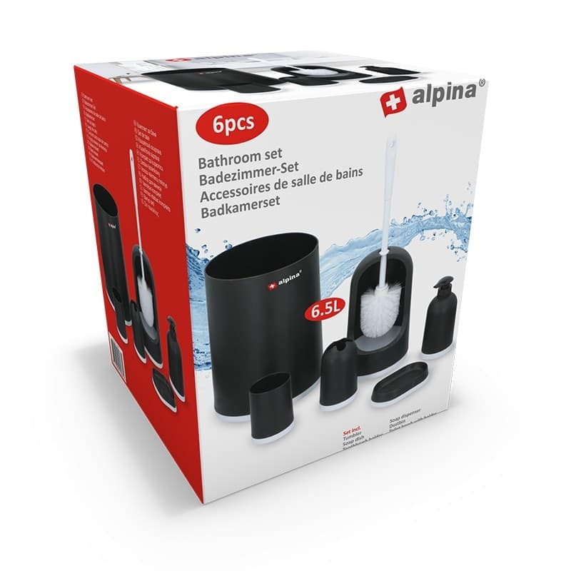 Alpina - bathroom set 6 items (black/white) - 5