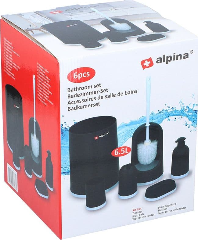 Alpina - bathroom set 6 items (black/white) - 6