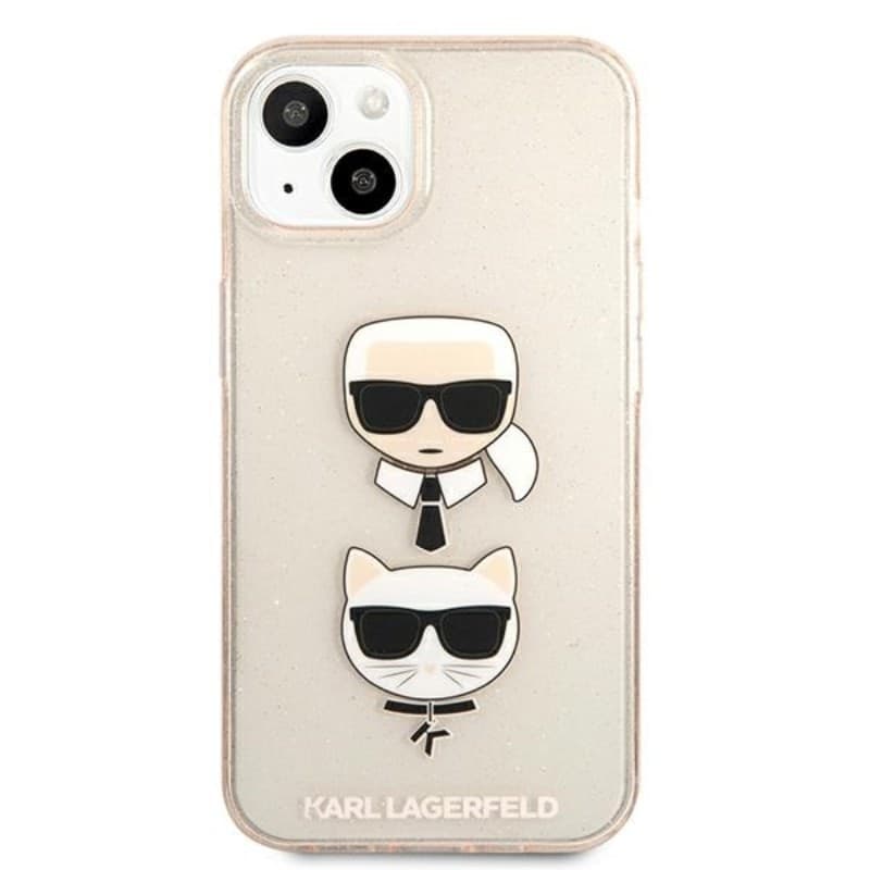 Karl Lagerfeld Glitter Karl & Choupette Head - Case for iPhone 13 mini (Gold) - 11