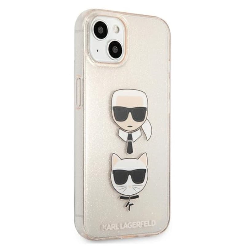 Karl Lagerfeld Glitter Karl & Choupette Head - Case for iPhone 13 mini (Gold) - 12