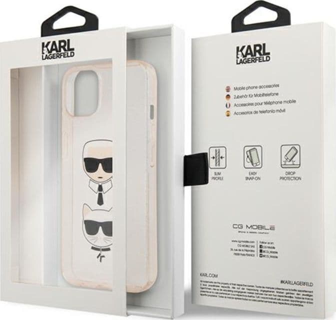 Karl Lagerfeld Glitter Karl & Choupette Head - Case for iPhone 13 mini (Gold) - 16