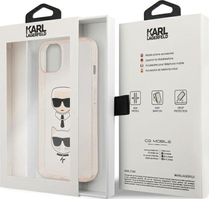 Karl Lagerfeld Glitter Karl & Choupette Head - Case for iPhone 13 mini (Gold) - 8