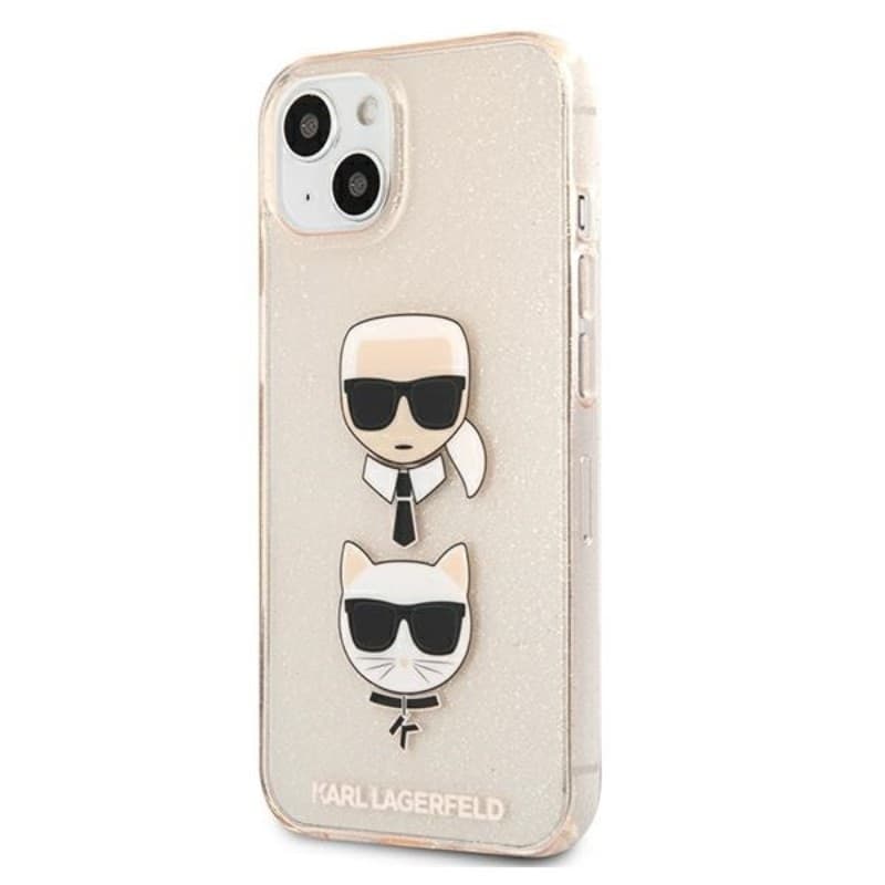 Karl Lagerfeld Glitter Karl & Choupette Head - Case for iPhone 13 mini (Gold) - 10