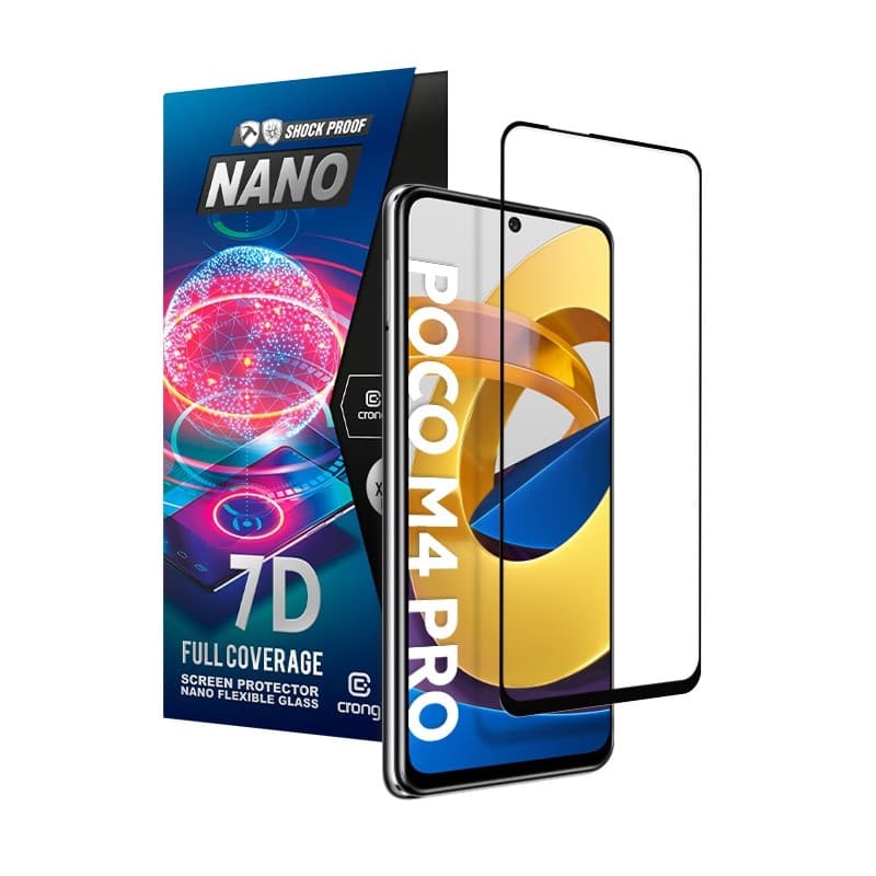 Crong 7D Nano Flexible Glass - Vetro ibrido infrangibile 9H per Xiaomi POCO M4 Pro 5G a schermo intero - 7