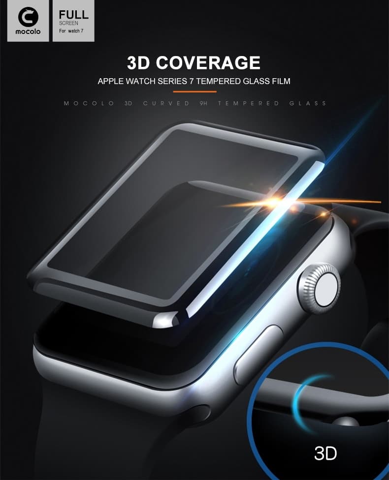 Mocolo 3D Glass Full Glue - Protective Glass for Apple Watch 7/8 41 mm screen - 8