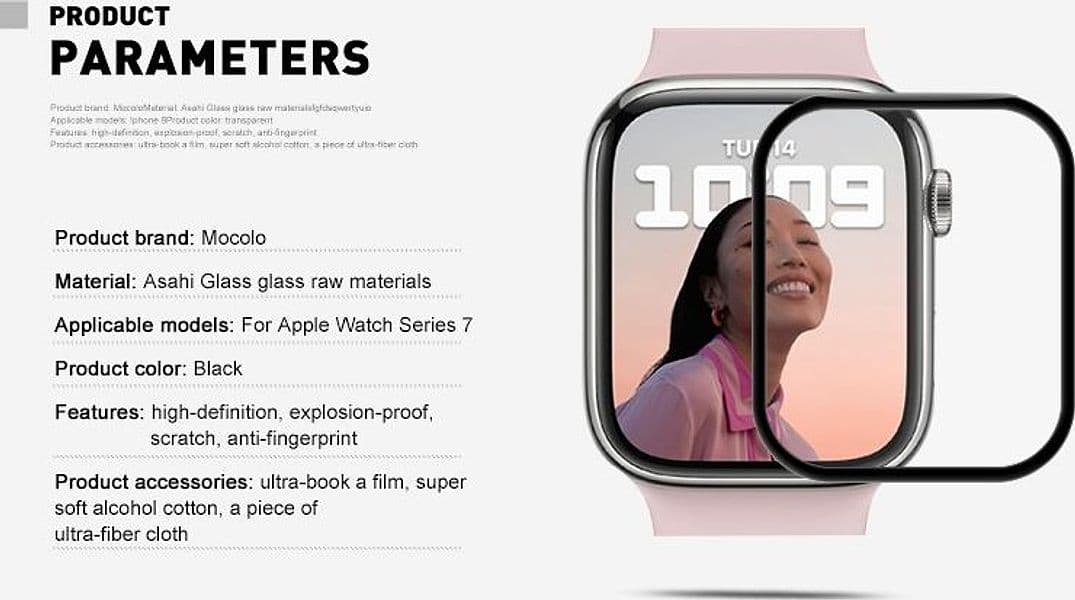 Mocolo 3D Glass Full Glue - Protective Glass for Apple Watch 7/8 screen 45 mm - 20
