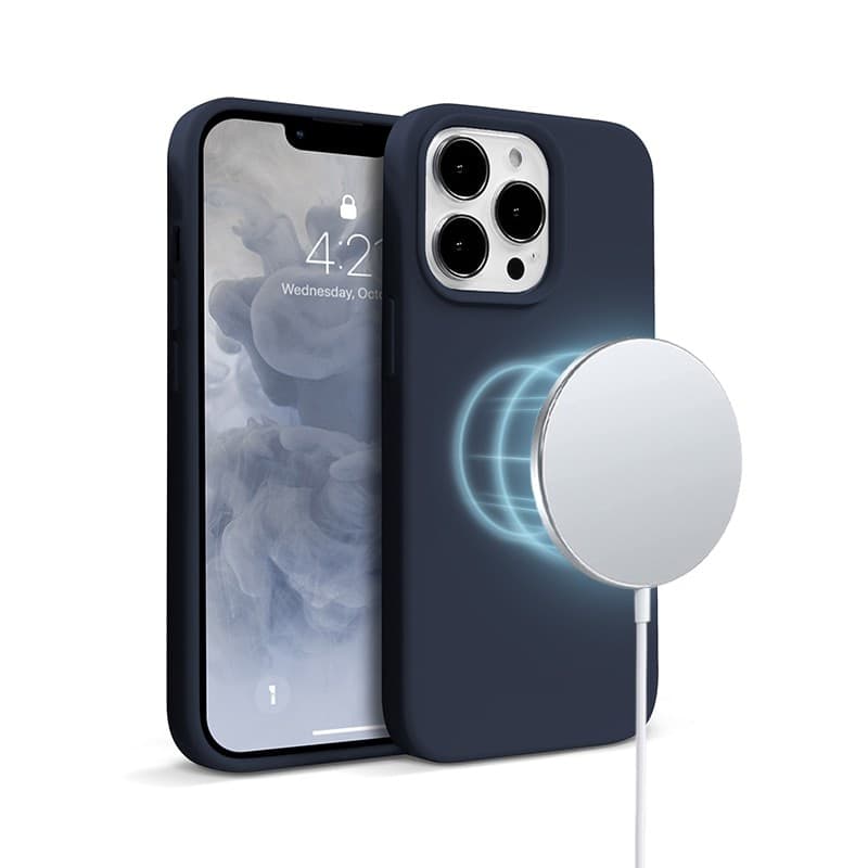 Crong Color Cover Magnetic - Custodia MagSafe per iPhone 13 Pro Max (Blu Navy) - 7