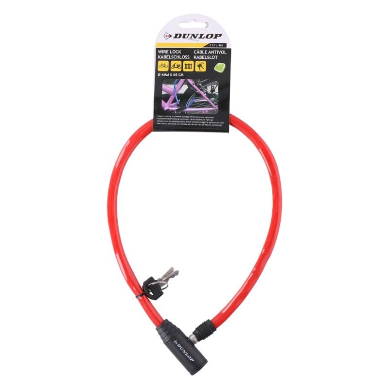 Dunlop - Cable, anti-theft bicycle lock (red) - 4