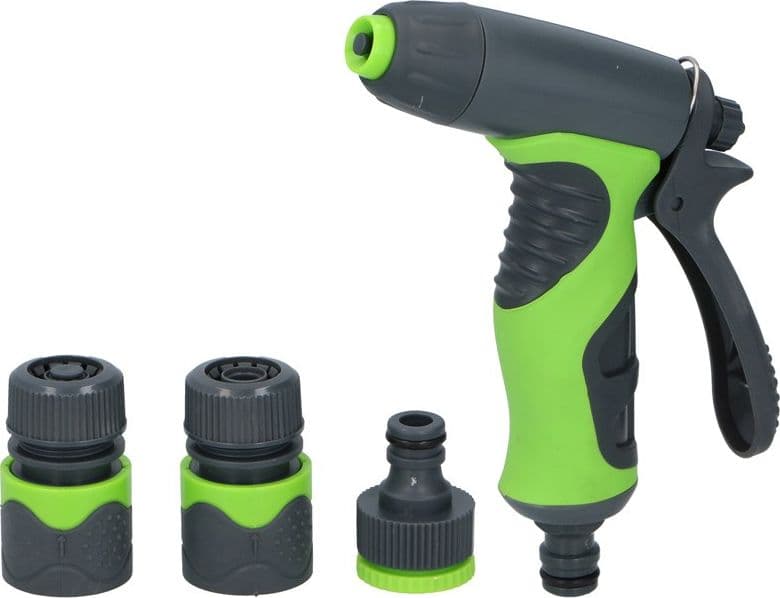 Kinzo - Garden watering kit, spray gun with flow regulation plus 1/2 "couplings (4 pcs.) - 4