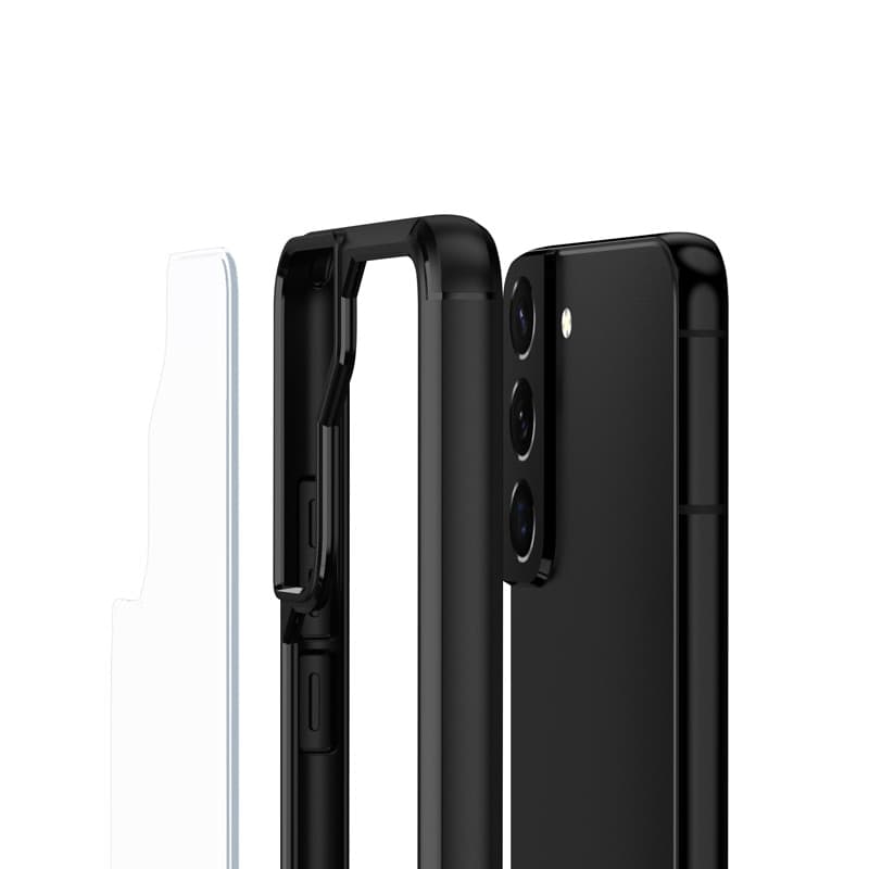 Crong Hybrid Clear Cover - Custodia per Samsung Galaxy S22+ (nero) - 3