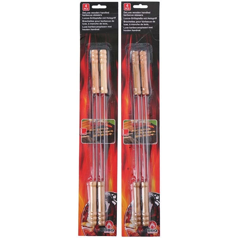 BBQ - skewers for skewers with a wooden handle, long 38 cm (4 pieces)