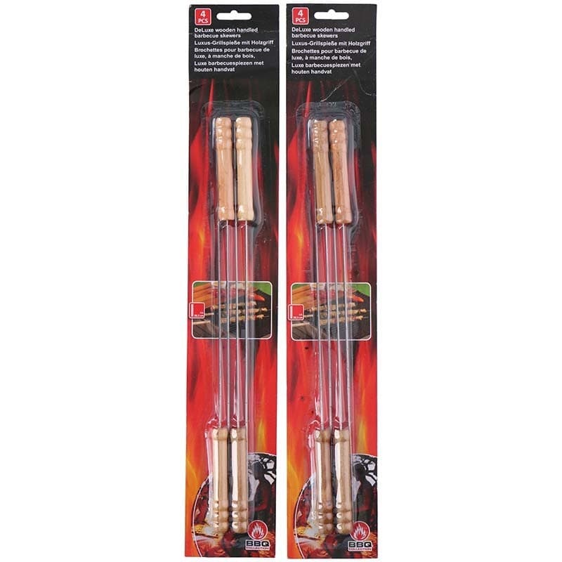 BBQ - skewers for skewers with a wooden handle, long 38 cm (4 pieces) - 5