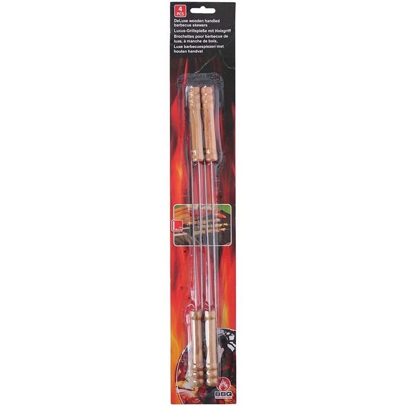 BBQ - skewers for skewers with a wooden handle, long 38 cm (4 pieces) - 6
