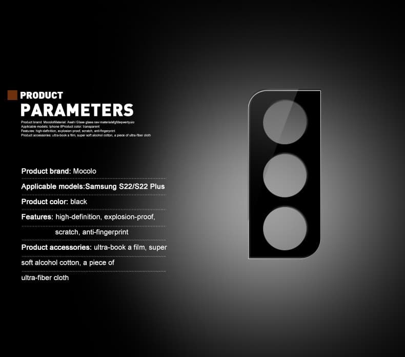 Mocolo Silk Camera Lens Glass - Protective Glass for Samsung Galaxy S22 / S22+ camera lens - 6