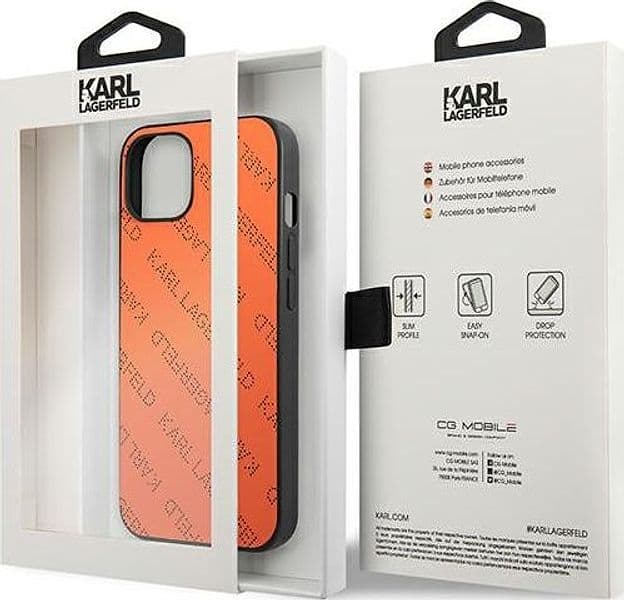 Karl Lagerfeld Perforated Allover - Cover for iPhone 13 mini (Orange) - 8