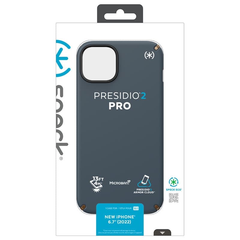 Speck Presidio2 Pro - Custodia antibatterica per iPhone 15 Plus / 14 Plus (Carbone / Bronzo freddo / Ardesia) - 10