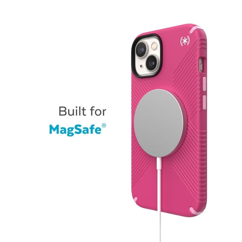 Speck Presidio2 Grip MagSafe - Custodia antiscivolo per iPhone 14 Plus (Digitalpink / Blossompink / Bianco) - 11