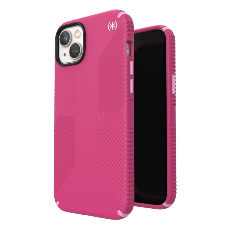 Speck Presidio2 Grip MagSafe - Custodia antiscivolo per iPhone 14 Plus (Digitalpink / Blossompink / Bianco) - 12