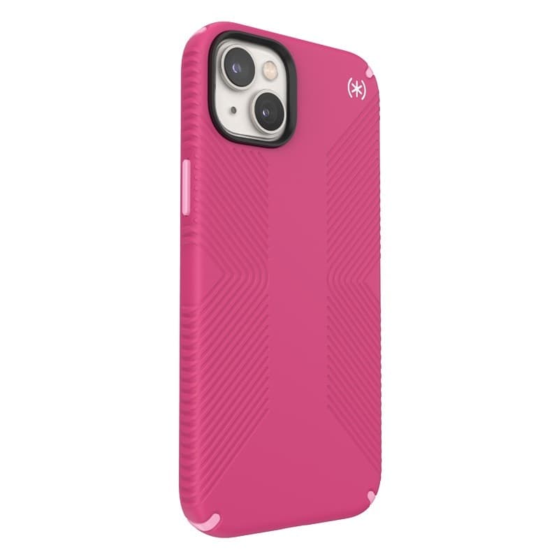 Speck Presidio2 Grip MagSafe - Custodia antiscivolo per iPhone 14 Plus (Digitalpink / Blossompink / Bianco) - 15
