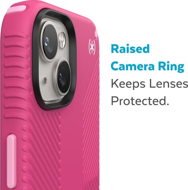 Speck Presidio2 Grip MagSafe - Custodia antiscivolo per iPhone 14 Plus (Digitalpink / Blossompink / Bianco) - 8