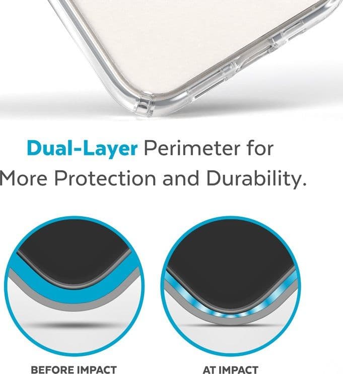 Speck Presidio Perfect-Clear + MagSafe - Custodia per iPhone 15 Plus / iPhone 14 Plus (trasparente) - 15
